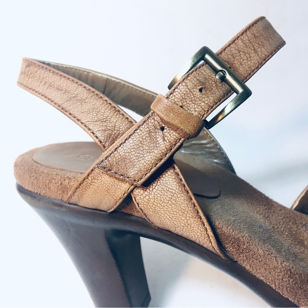 Aerosoles Heels Open Toe Ankle Strap Sandals Womens Size 8 UK 6 Tan Leather - Picture 7 of 10